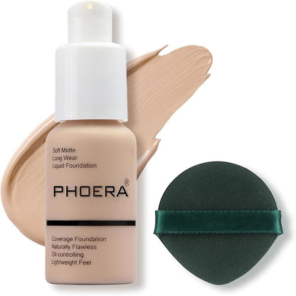 Phoera Liquid Skin Foundation Matte Flawless Full Coverage Face Makeup Concealer