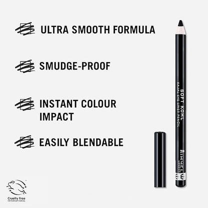 RIMMEL Soft Kohl Kajal Eye Liner Kajal Pencil - 061 Jet Black