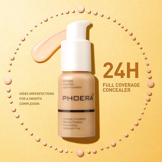Phoera Liquid Skin Foundation Matte Flawless Full Coverage Face Makeup Concealer